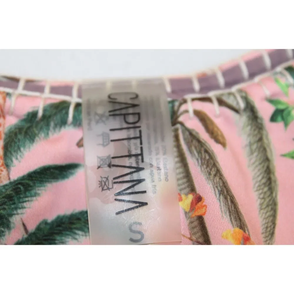 Capittana size small womens bikini bottoms pink tropical print giraffe - Picture 5 of 6